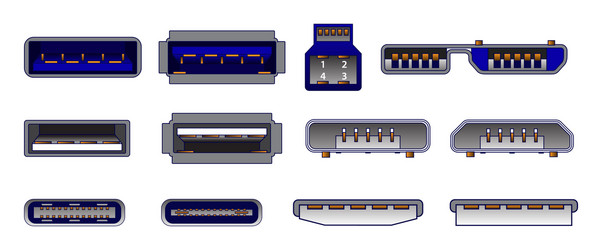 Computer Usb Connector Drawing Set computer connectors or usb universal Vector Image