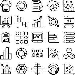 Data analytics and charts line icons set vector