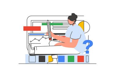 designer studio outline web concept with character vector image