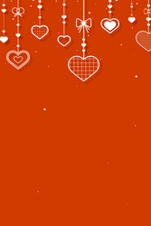 Hanging hearts orange festive background vector