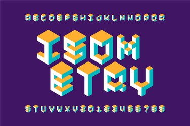 Isometric 3D Alphabet Font - Block Letters vector image