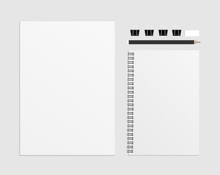 Set of blank include a4 notebooks pencils vector