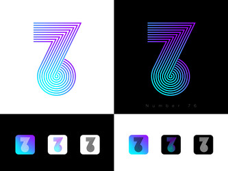 76 logo number 7 and 6 monogram vector