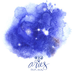 Aries Zodiac Sign - Watercolor Vector Image