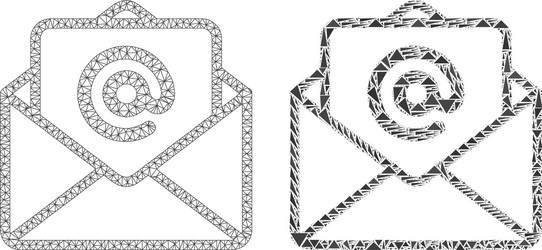 polygonal wire frame mesh open e-mail and mosaic vector image