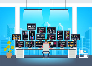 professional programmer working writing code vector image