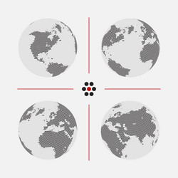 set of dotted world maps in different resolution vector image