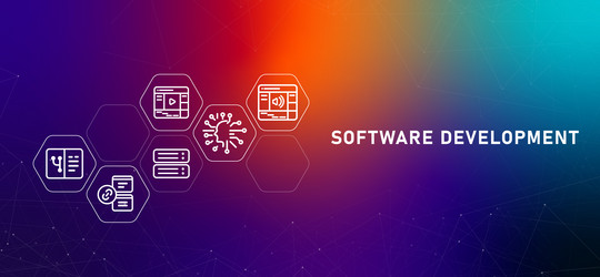 software development service gradient header vector image