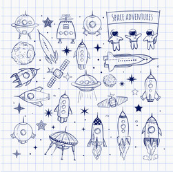 collection of sketchy space objects vector