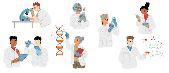 Science lab research tiny scientists study Vector Image