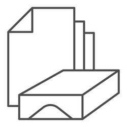 Stack paper thin line icon box and sheets vector
