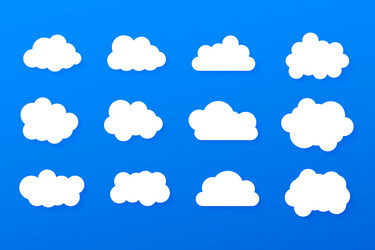 Set of blue sky clouds cloud icon cloud shape Vector Image