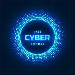 cyber monday concept banner with neon glowing vector