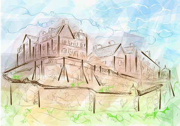 Edinburgh skyline in scotland hand drawn sketch Vector Image