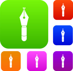 fountain pen nib set color collection vector image