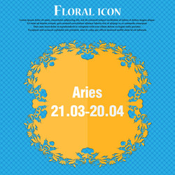 Decorative zodiac aries icon floral flat design vector