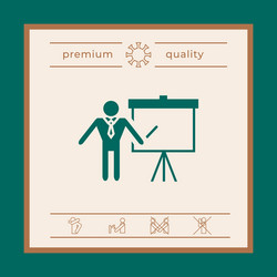 presentation sign icon man standing with pointer vector image