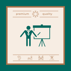 Presentation sign icon man standing with pointer vector