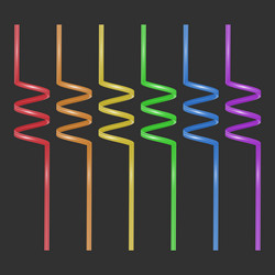 Set colorful straws for drinks cocktail vector