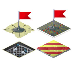 Set of checkpoints with red flags isolated vector