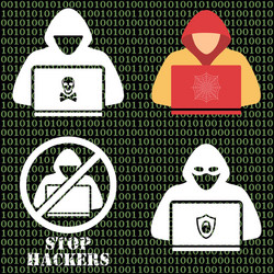 Hacker iconshacker with laptop hacking vector