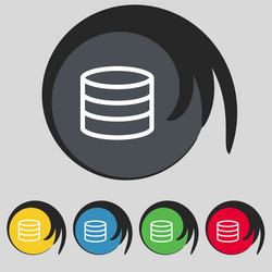 Hard disk and database icon sign symbol on five vector