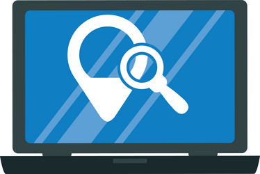 Laptop with pointer location and magnifying vector