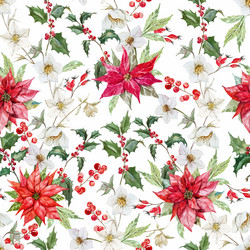 Watercolor Christmas Flower Pattern Vector Image