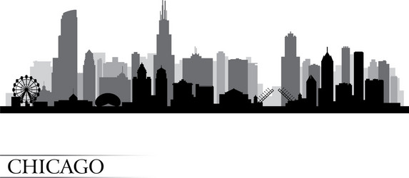 Chicago City Skyline Silhouette Vector Image