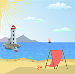 Lighthouse on the beach Royalty Free Vector Image