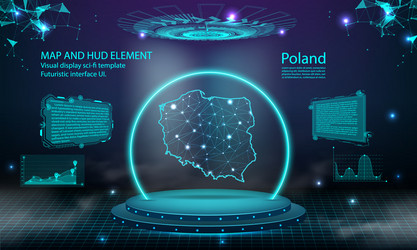 Poland map light connecting effect background vector