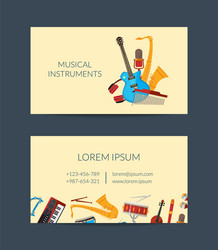 Cartoon musical instruments business card vector