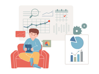 collecting business data collected database chart vector image