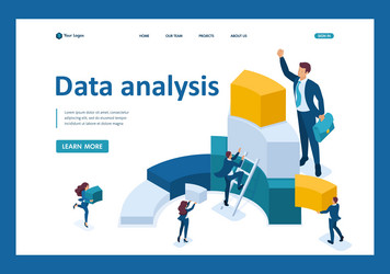 isometric data for analysis creating charts vector image