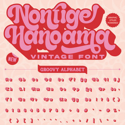 Retro Display Font - Groovy Alphabet vector image