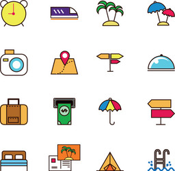 Tourism vacations travel related icons set vector