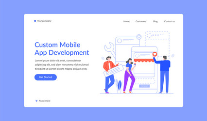 custom mobile app development landing web site vector image