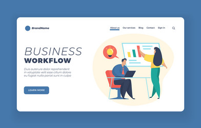 Flat style business workflow website banner vector