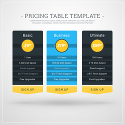 design template for pricing table websites vector image
