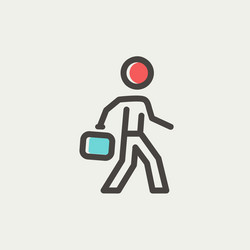 man walking with briefcase thin line icon vector