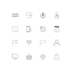 maps and navigation linear thin icons set vector image