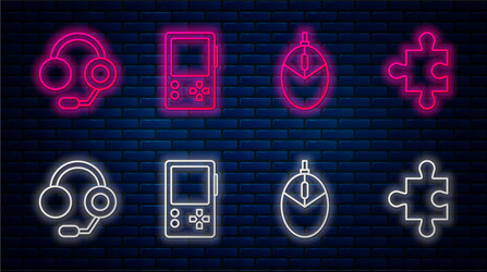 set line portable video game console computer vector image