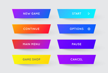 Set modern gradient app or game buttons trendy vector