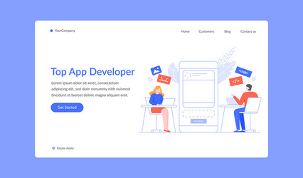 top app developer work or write script landing vector image