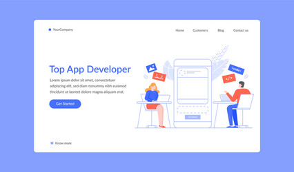 top app developer work or write script landing vector