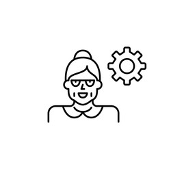 elderly woman and cogwheel accessibility settings Vector Image
