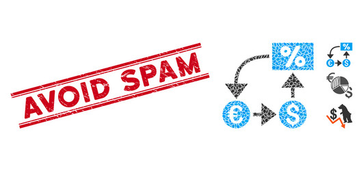 Scratched avoid spam line seal and mosaic currency vector