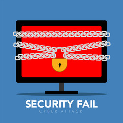 computer screen with a lockpad and chain icon vector