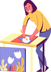 drawing female painter composition vector