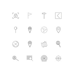 Maps and navigation linear thin icons set vector